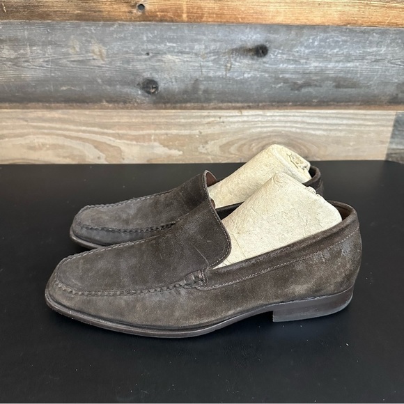 Johnston & Murphy Mens Size 10M Slip On Loafers Brown Suede Sheepskin Leather - Picture 2 of 10